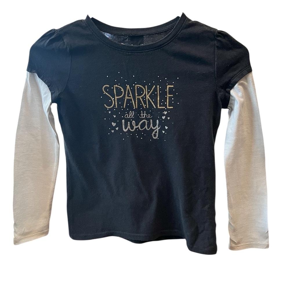 Jumping Beans Black and White Sparkle Long Sleeve Tee